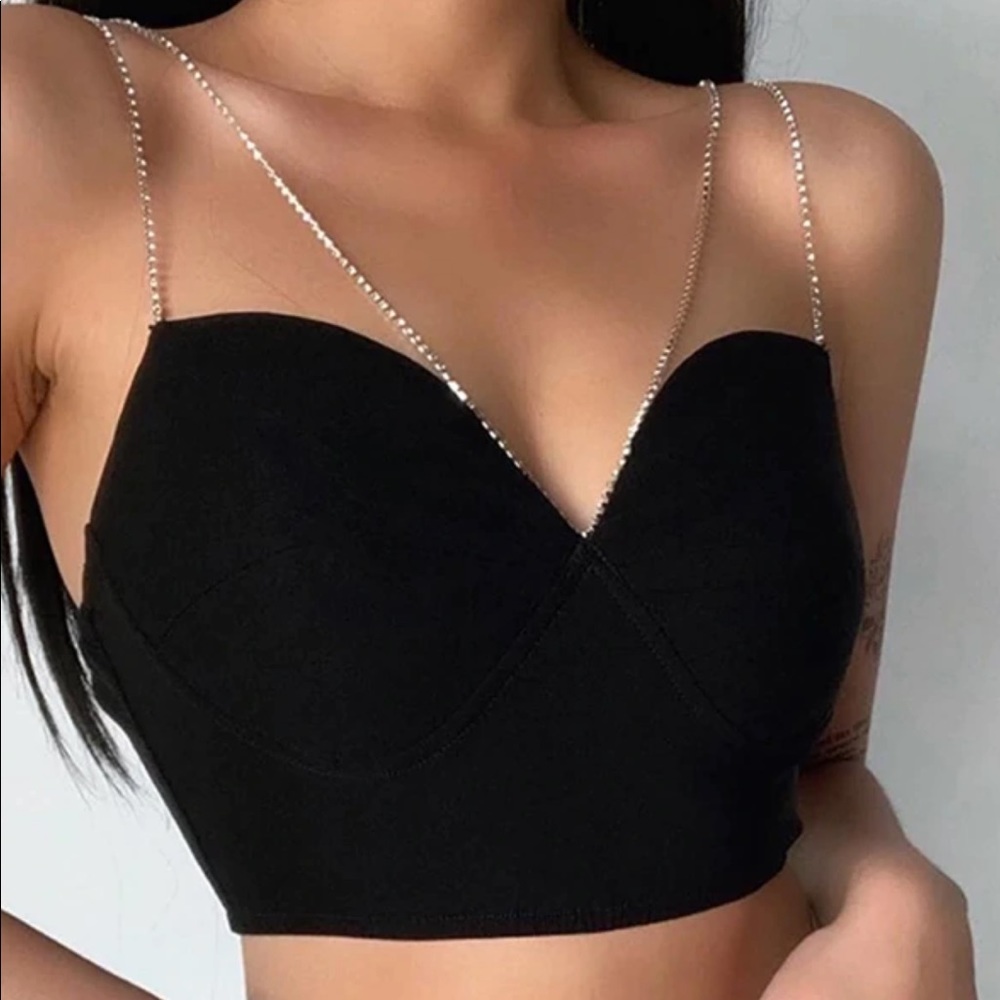 Crop top with diamond detailing